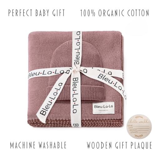 Image of Baby Gift Set - Organic Cotton Newborn Blanket Essentials, Thoughtful Baby Shower & New Baby Gift for Boys & Girls (Luxe - Sugar Plum)