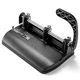 Officemate Adjustable 3-Hole Punch, Medium Duty, 32-Sheet Capacity, Adjustable Paper Guide, Ergonomic Handles & Easy Clean Chip Tray, Black (90078)