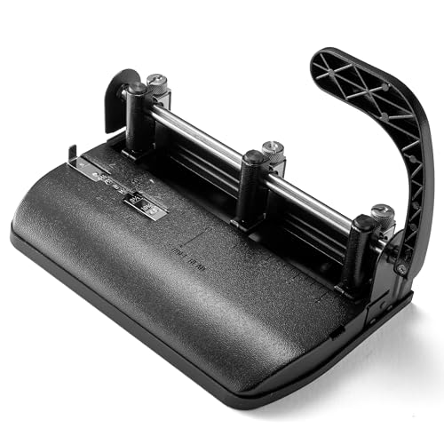Officemate Adjustable 3-Hole Punch, Medium Duty, 32-Sheet Capacity, Adjustable Paper Guide, Ergonomic Handles & Easy Clean Chip Tray, Black (90078) by Officemate - Used condition - US$33.44