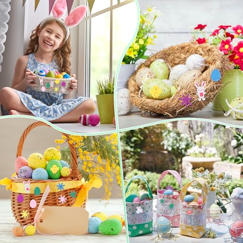 Dreamtop Ostereier zum Bemalen Ostereier zum Aufhängen Eier Ostern Ostereier zum Selbst Bemalen Beschriften 24 Stück DIY Eier zum Aufhänge Plastikeier zum Basteln Set Plastikeier zum Basteln Set