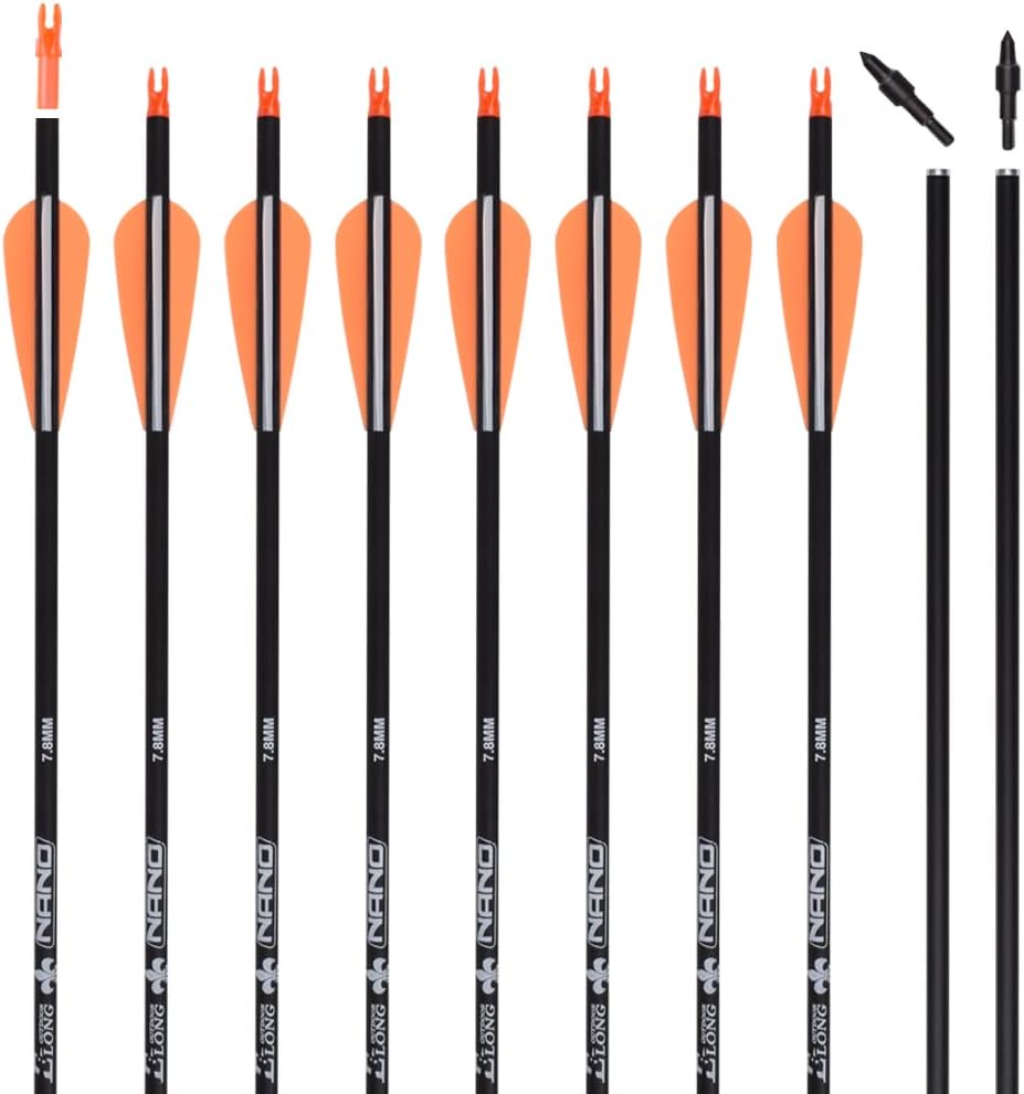 Carbon Arrow Practice Hunting Arrows with Removable Tips for Archery Compound & Recurve & Traditional Bow (Pack of 12)
