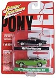 Johnny Lightning 1965 Ford Mustang & 1971 Dodge Challenger R/T, Pack of 2