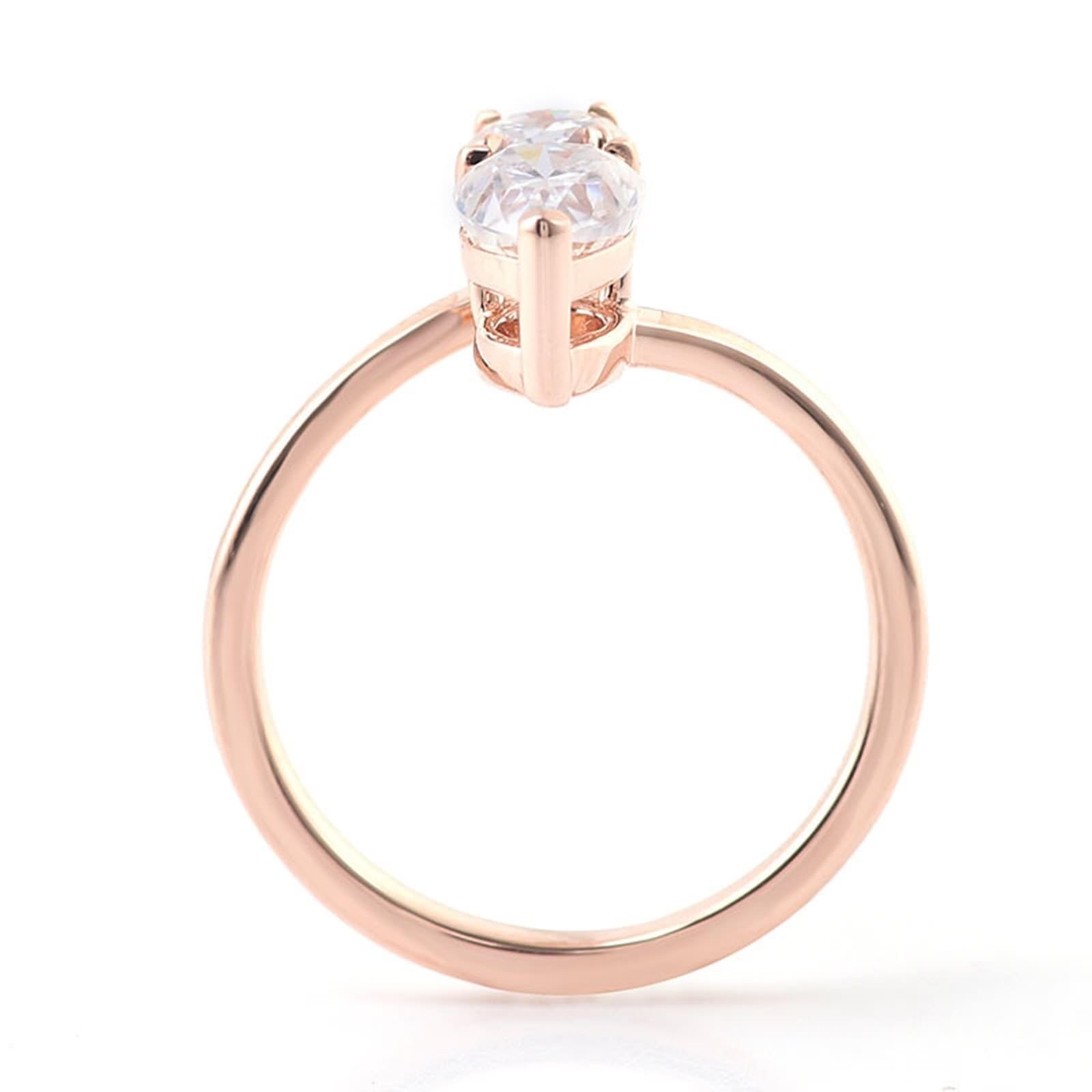 AMDXD Gioiello in vero oro rosa Au 375/585/750 - Fedi nuziali classiche con gocce di moissanite da 1 carati, anello 9 K/14 K/18 carati, oro rosa, misura 47-62