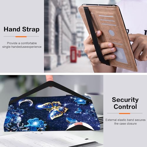 YiChZhe Etui do Samsung Galaxy Tab S10 Ultra/Tab S9 Ultra/Tab S8 Ultra z uchwytem na długopis, skóra PU, odporne na uderzenia, cienkie etui na tablet z regulowanym stojakiem i miejscem na karty