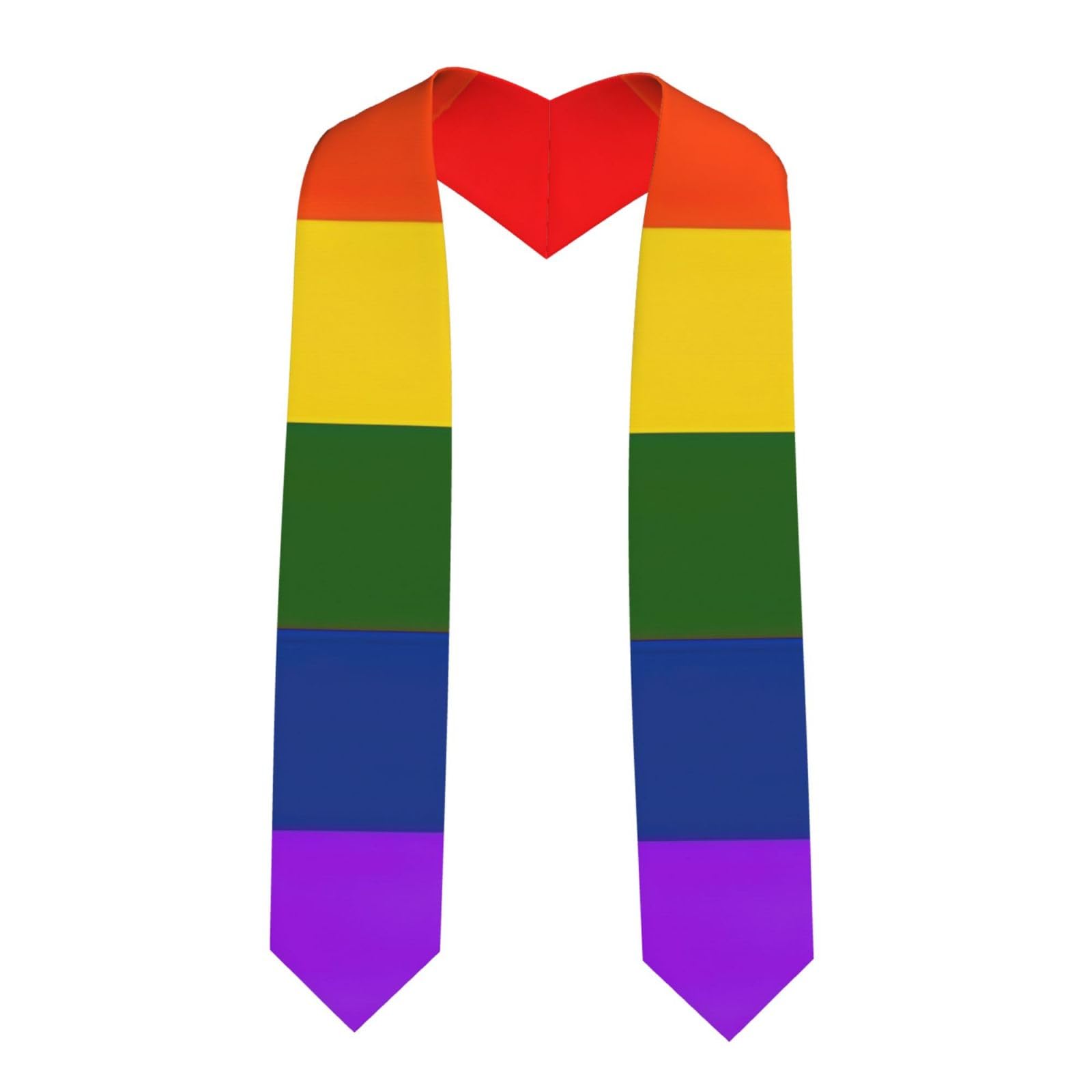 Popzzd Unisex Sharp Corner Rainbow Flag Print Graduation Stole Sash, Honor Satin Stole For Men Women Multi-Event Graduation Accessory