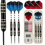 HUANQU Steel Tip Darts Set, 3 Pack 18g-24g Professional Darts Brass Metal Tip Darts with Dart Flights, Dart Shafts, Dart Case with Dart Accessories,Dart for Dartboard for Adults/Kids,for Darts Gifts