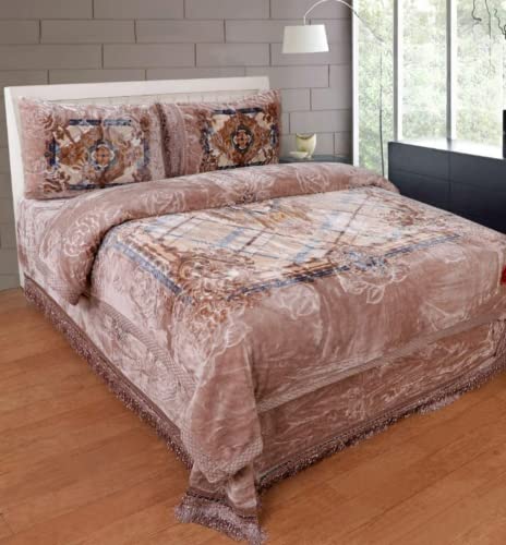Carnation 4 Piece Wedding Bedding Set | Blanket Set (Rosy Brown)