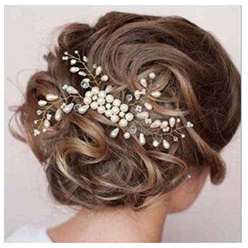 Olbye Pearl Wedding Hair Clip Headpiece Silver Crystal Side Comb Clip Bridal Hair Accessories for Bride and Bridesmaids