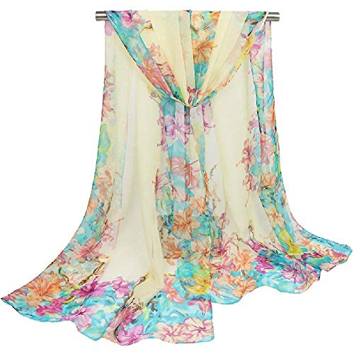 Acotavie Scarfs for Women Lightweight Print Floral Pattern Scarf Shawl Fashion Scarves Sunscreen Shawls