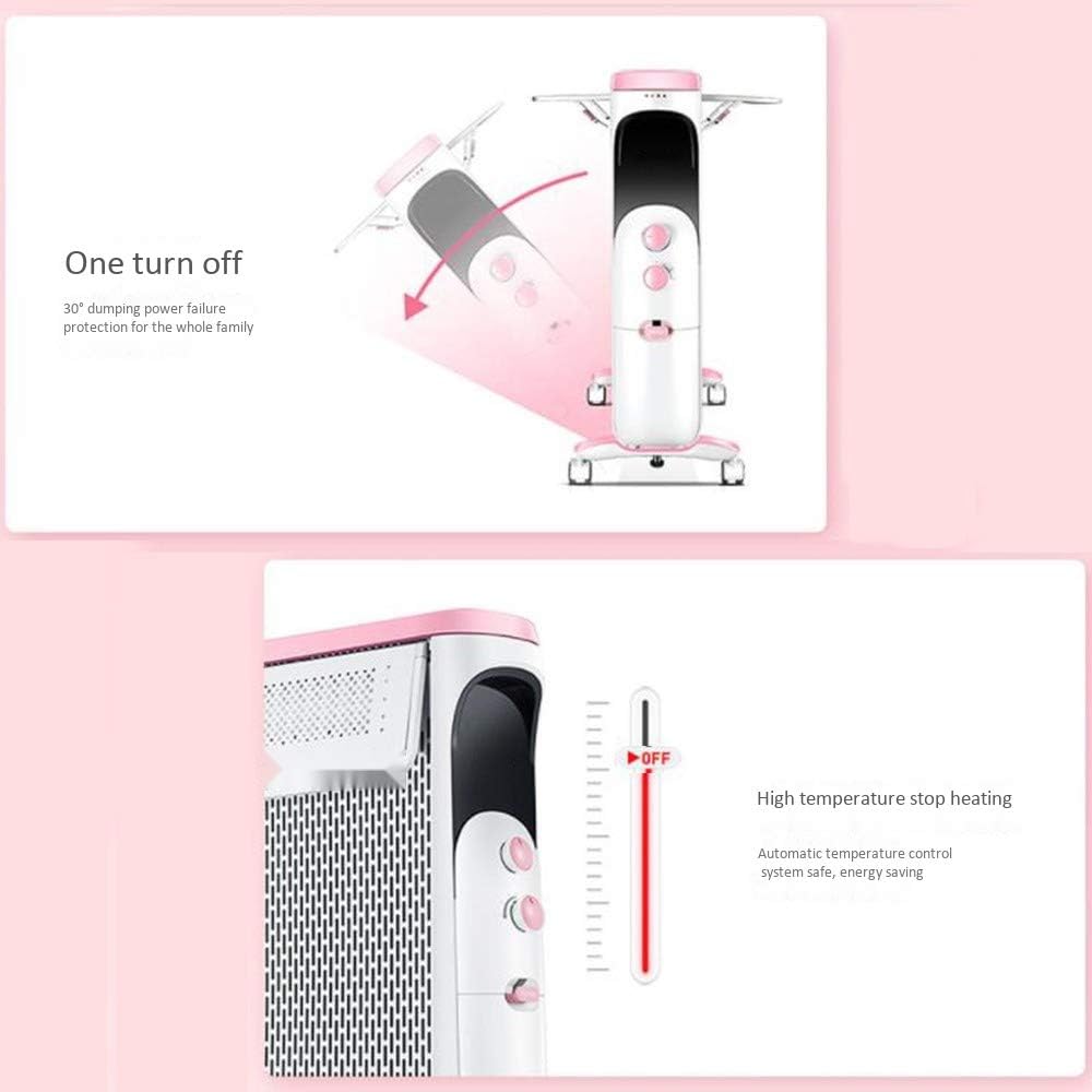 Three-Speed Adjustment Oil Heater Silent Safety Anti-scalding Oil Filled Heater with Integrated Drying Rack and Moving Casters for Bedroom Living Room 2000W