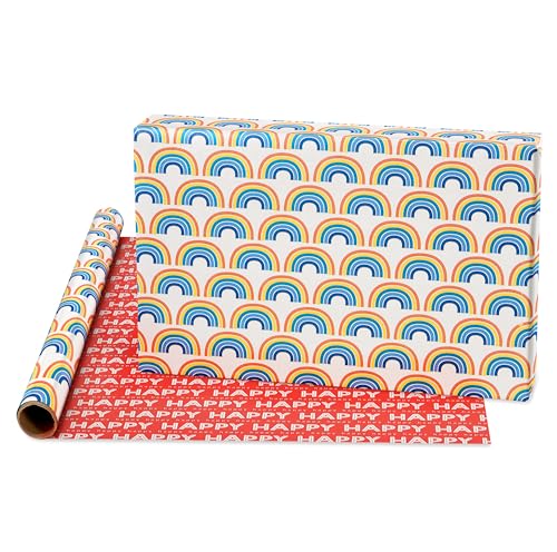 American Greetings 160 sq. ft. Reversible Wrapping Paper Set for Birthdays and All Occasions, Rainbow, Polka Dots, Stripes and Ombre (4 Rolls, 30 in. x 16 ft. each) by American Greetings - Image 5