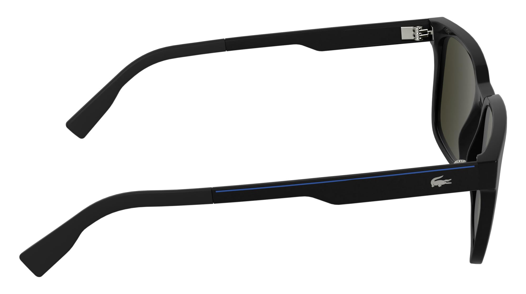Lacoste Gafas de sol para hombre L6077S, color negro con lente de espejo azul