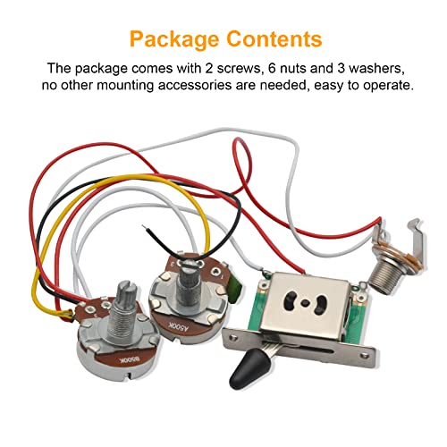 Maxcheer Electric Guitar Wiring Harness Prewired Kit A500K B500K 18Mm Shaft Big Pots 3 Way Switch Volume Tone Control Wiring Harness #TOP1