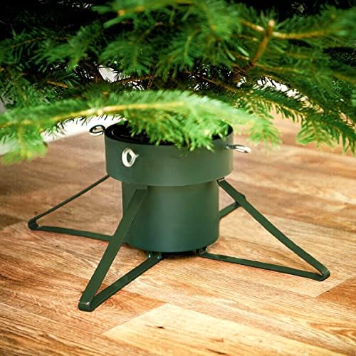 Traditional Christmas Tree Stand, Metal Frame, Strong Plastic Holder, Adjustable Holder, Green (Trunk Diameter 5-14 cm)