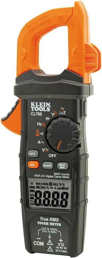 Klein Tools CL700 Autoranging Digital Clamp Meter & IR1 Infrared Thermometer, Digital Laser Gun is Non-Contact Thermometer with a Temperature Range -4 to 752-Degree Fahrenheit