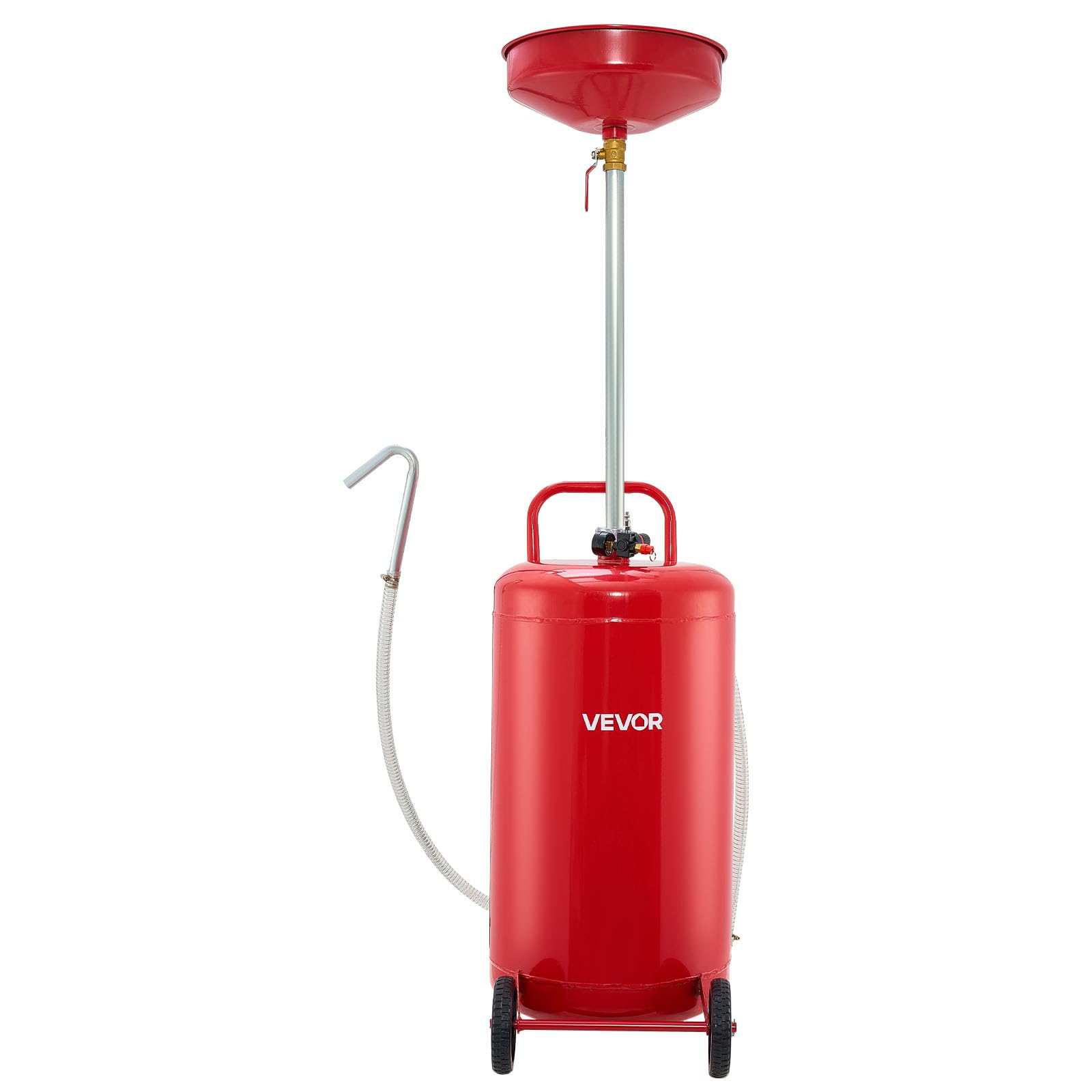 VEVOR Tanque de Drenaje de Aceite Usado, Drenaje de Aceite Portátil Neumático de 95 L con Embudo Ajustable y Ruedas, Drenador de Combustible Líquido para Taller de Reparación de Automóviles, Rojo
