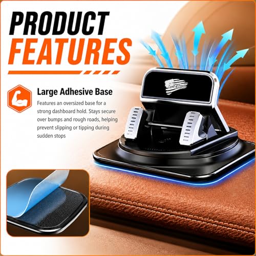 TSIEBRV Car Dashboard Phone Holder with Land of Free,360° Rotatable Car Phone Holder Mount with Strong Self‑Adhesive,Universal Anti‑Slip Cell Phones Cars Mount for Horizontal & Vertical Place - image 5