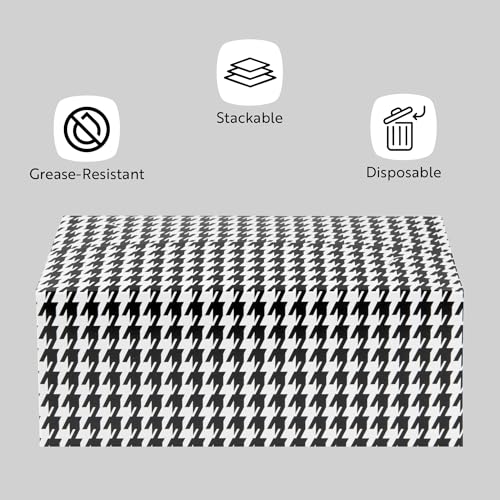 Image of Restaurantware Takeout Container 400 Count 47 Ounces Paper Disposable Meal Box Food Carryout Box Greaseproof Black Houndstooth Design 7.01 x 4.49 x 2.76 Inches Secure Transport Black