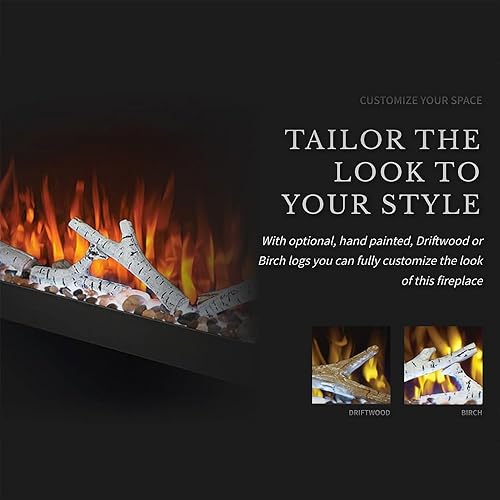 Miniatura 4 de Napoleon Trivista Pictura 60 - NEFL60H3SV - Chimenea eléctrica para colgar en la pared, 60 pulgadas, color negro, frente de cristal, llamas