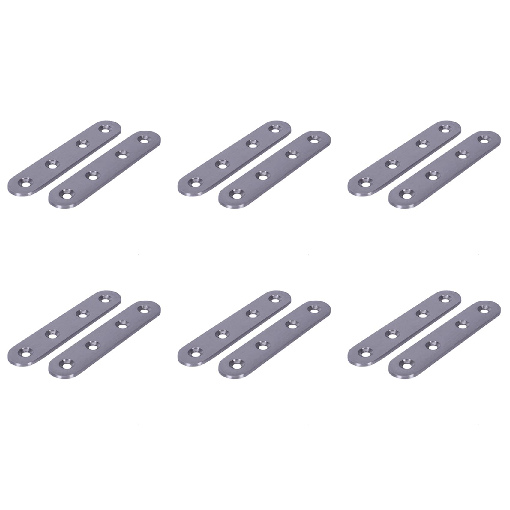 Jnchdghwa Silver Flat Stainless Steel Repair Mending Fixing Plate Brackets Support 12Pcs