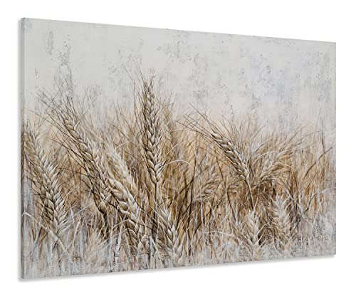 YHSKY ARTS Hand Painted Textured Wheat Canvas Wall Art for