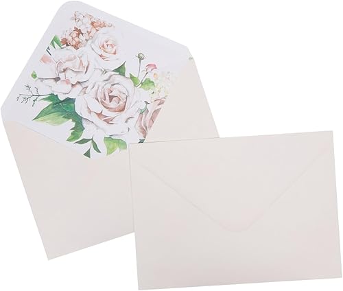 Miniatura 5 de Paper Junkie Sobres A7 marfil con forro floral para invitaciones de boda (5 x 7 pulgadas, paquete de 50)