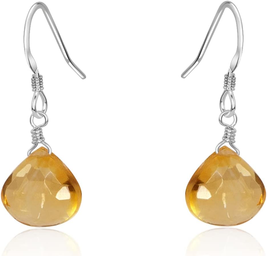 Citrine Teardrop Earrings in Sterling Silver