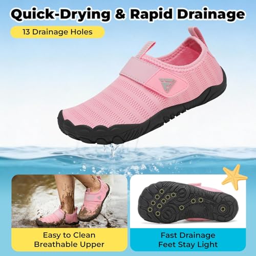 Image of Mishansha Kids Water Shoes Quick-Dry Wide Toe Box Non-Slip Barefoot Shoes Beach Pool Swim Shoes