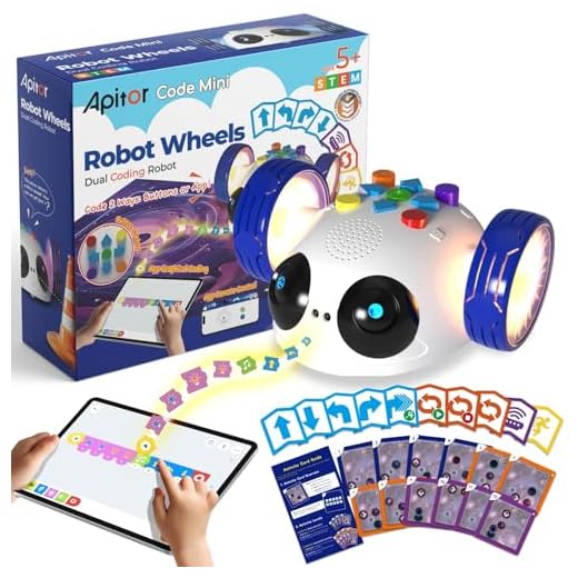 Apitor Coding Robot Toys for Kids Ages 5+, STEM Robot Toy Kit with Wheels and Play Cards, Screen Free Remote Control Programming Interactive Toy for Boys and Girls Ages 5-8