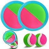 ⚾ Volcro appiccicoso di grande equilibrio: il pezzo di volcro sulla pagaia è abbastanza appiccicoso da catturare facilmente la palla. Ma non è difficile per i tuoi bambini tirare fuori la palla dal disco volcro. Questo set da lancio realizzato in PE ecologico, nessun odore super sicuro per i tuoi bambini