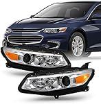 AKKON - Fits 2016 2017 2018 Chevy Malibu Sedan [Halogen Type] Chrome Projector Headlights Pair Left+Right w/Amber Signal