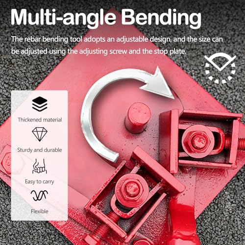 Miniatura 4 de Dobladora Barras, Dobladora Varillas Corrugadas 1 A 20 Mm Dobladora Manual Barras Acero Con Ángulo Amplio 210 Dobladora Ajustable Alta Resistencia Portátil Para Proyectos Bricolaje Y Construcción