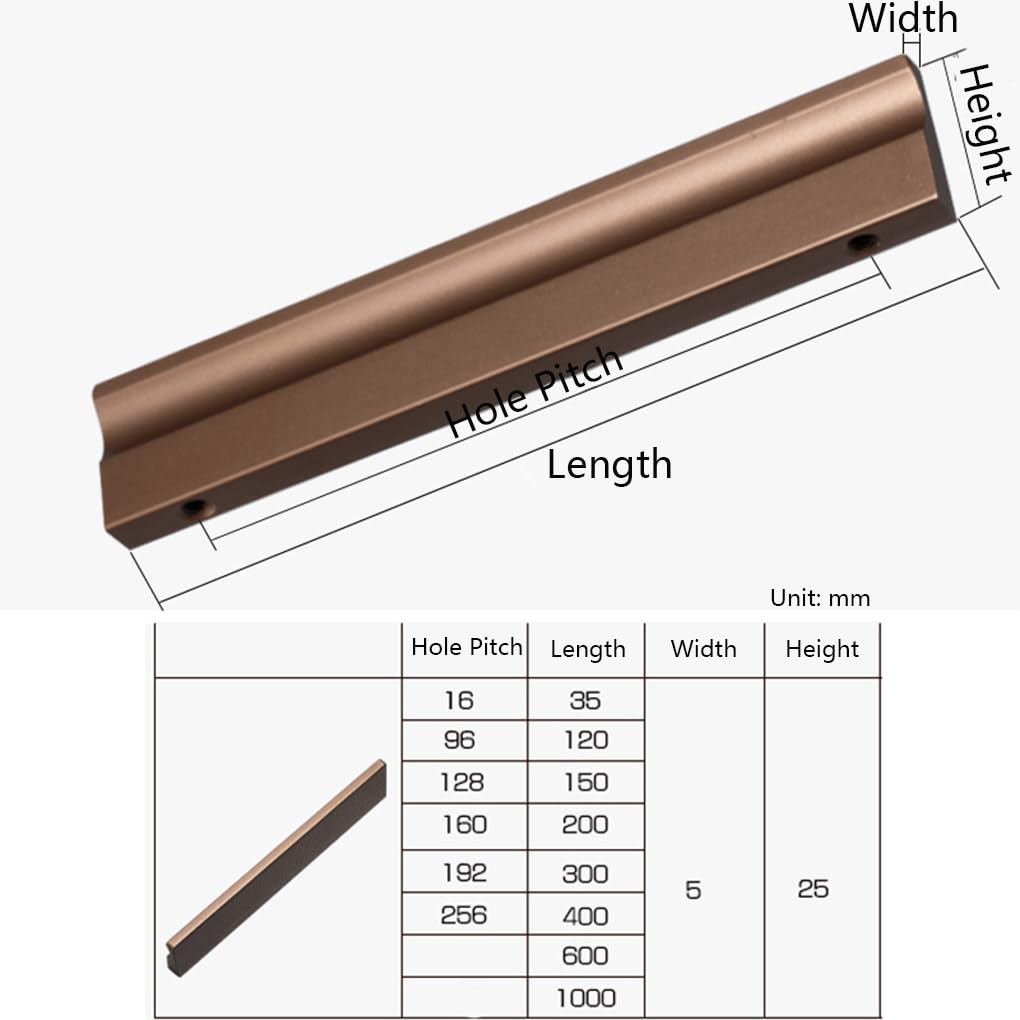 2 Tiradores de Armarios Gris cepillado Asas de gabinete Asa larga Manijas de puerta de muebles Aleación de aluminio Manillas Para Cocina Perilla Pomos (Length 1000mm)