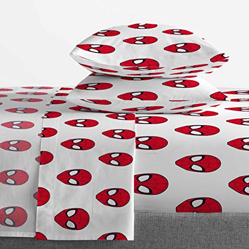 Image of Marvel Spiderman Full Size Comforter Set 5 Piece Kids Bedding, Blue | Bed in a Bag, Comforter Sheets Pillowcases, Official Product, Soft Microfiber, Machine Washable, Easy Care, Boys Gift