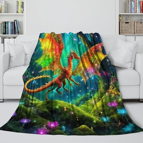 Couverture ptérosaure 3D plaid anti-froid microfibre douce lit
