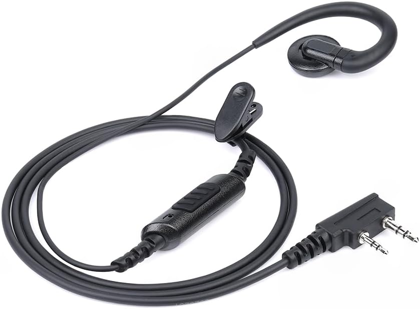 Radio Earpiece Compatible with Kenwood Baofeng UV-5R Walkie Talkie, 2-Pin C Shape Earhook Earpiece with PTT Mic for Security Warehouse