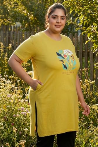 Image of In Love Women's Plus Size Printed Cotton Long-Line T-Shirt with Pocket