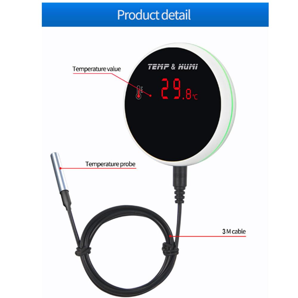 Tuya Smart Home Wifi Sensor de temperatura Alarmas de temperatura Termómetro digital para agua estancia Piscina Termostato Alarma Nursery Fermentación Animales Cría Pantalla Digital Enchufe