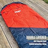 Milestone Hooded Sleeping Bag / 3 Season Single Envelope Style / 250gsm Water Resistant with Carry Sack for Camping Outdoors / 220 x 80cm (Orange) - Image 5