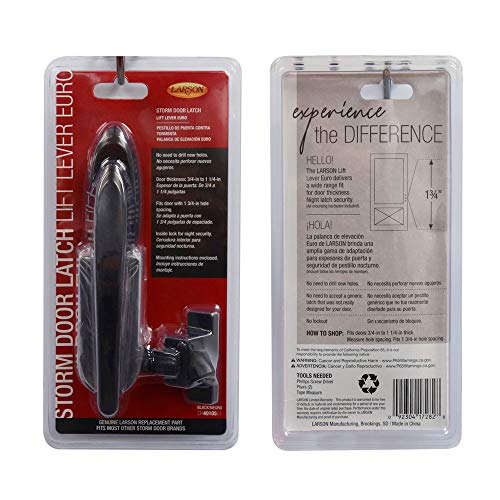 Larson Certified Black Storm Door Lift Lever Euro, Storm Door Handle Replacement for Metal, Wood, or Vinyl Doors
