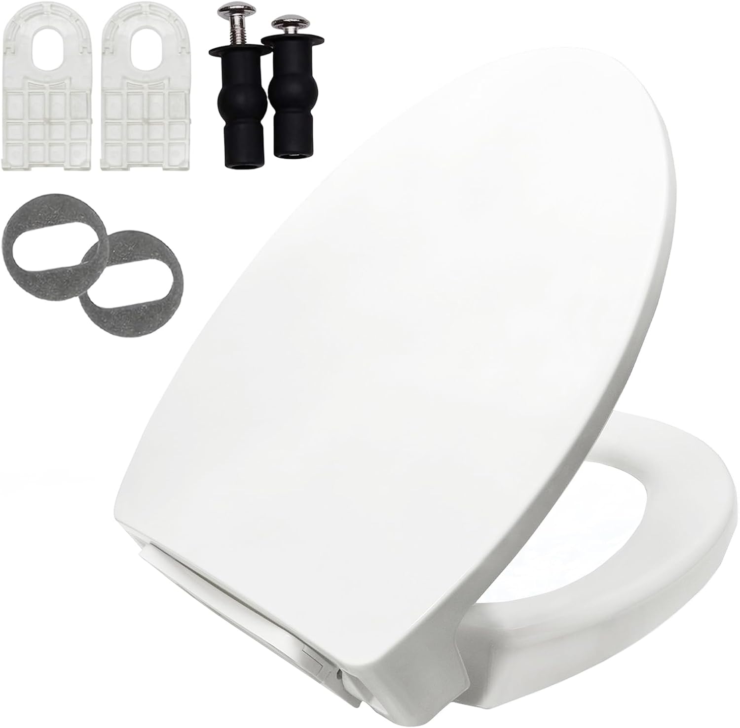 Elongated Toilet Seat for TOTO SS113/SS114/SS154/SS224/SS204/SS214/SS237/SS247, Soft Close Toilet Seat, Traditional Heavy Duty Toilet Seat Replacement Parts with Toilet Bolts and Nuts (Cotton White)
