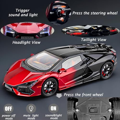 Modelo de carro Lambo Revuelto a escala 1:24 miniatura 4