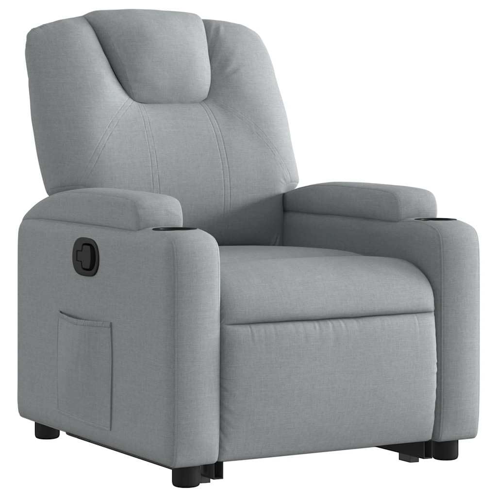 vidaXL Sillón Reclinable Elevable, Silla con Respaldo Reposabrazos, Sillón de Relax Descanso, Asiento Ajustable para Ancianos, Tela Gris Claro