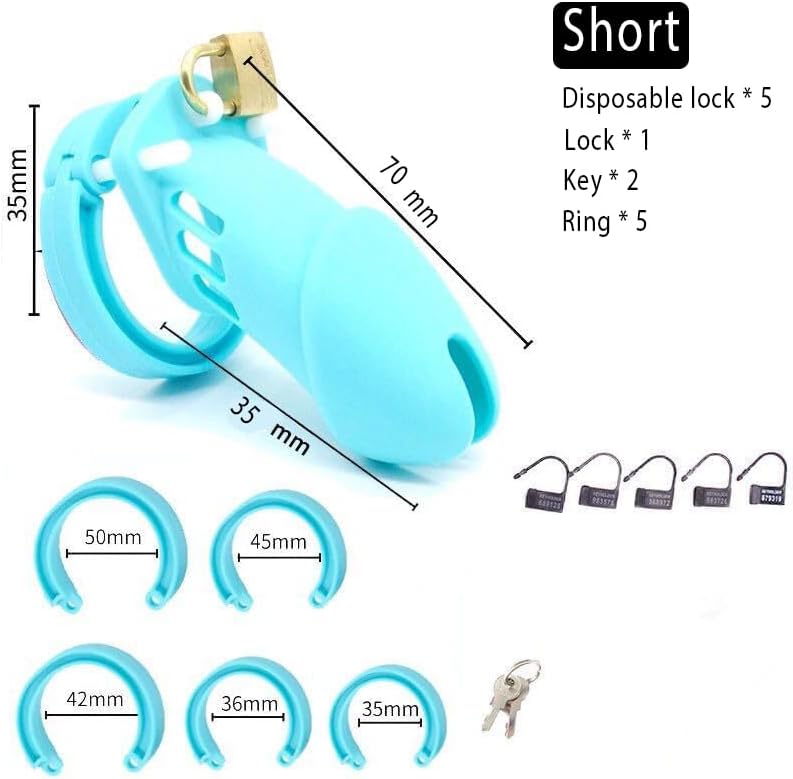 Miniatura 2 de Jaula de silicona para pene masculino, dispositivo de castidad para ejercicio de pene masculino (azul, A122)