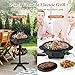 COSTWAY 2-in-1 BBQ Electric & Table Grill, Electric Grill Barbecue with 2-Zone Non-Stick Grilling Plate, Condiment Shelf & Adjustable Temperature, Indoor Outdoor Removable Stand Patio Grills