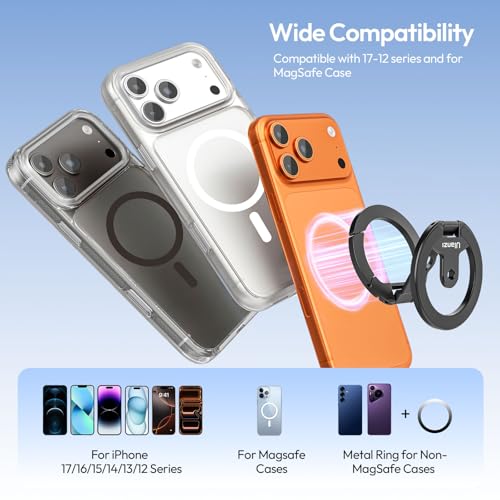 Image of ULANZI MA02 Dual Magnetic Phone Holder for Gym, Gym Phone Mount for MagSafe /iPhone 17-12, Foldable Phone Tripod Mount with 1 /4 inch Screw for Gym, Workout, Kitchen or Any Metal Surface, Black