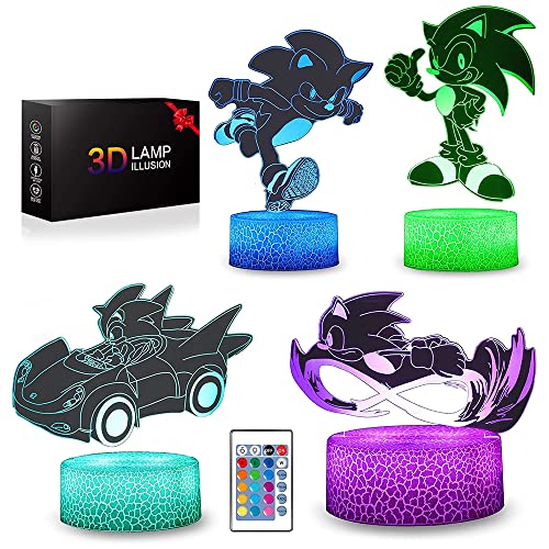 Veilleuse 3d Anime Jouet, 4 Modèles 16 Couleurs Changeantes Avec Télécommande Tactile, Cadeaux d'Anniversaire Pour Garçons Et Filles Cover