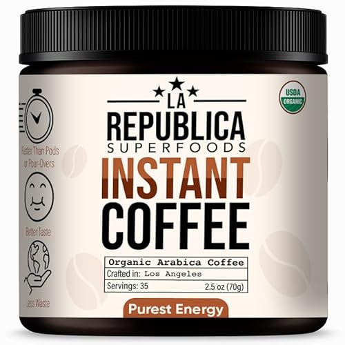 La Republica Organic Instant Coffee (35 Servings), Rich Medium Roast Coffee With Toasted Caramel Notes, Small Batch 100% Fair Trade Arabica Coffee, Usa Made #TOP28