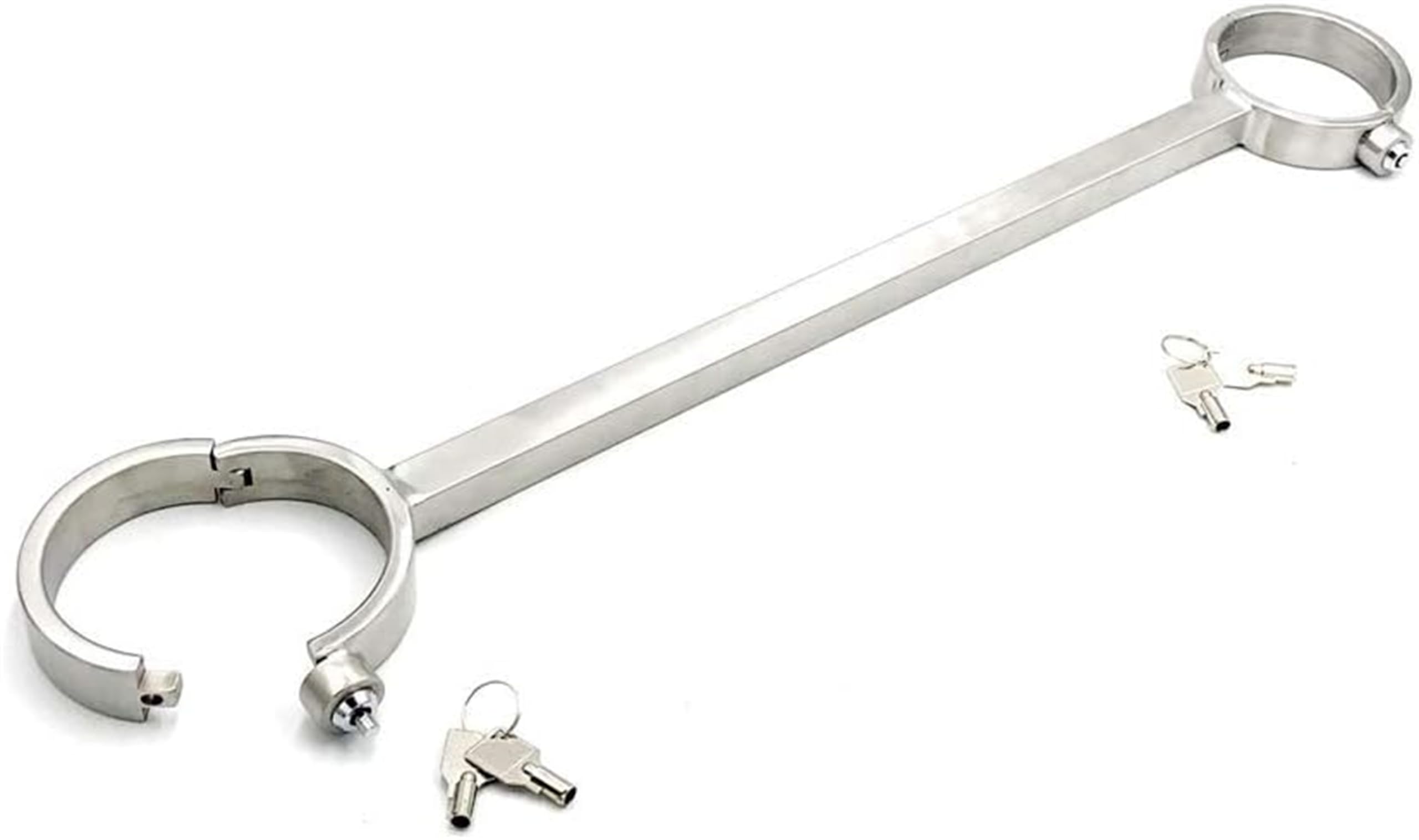 HSDwerwh BDSM stainless steel open leg spreader bar ankle cuffs bondage metal lockable handcuffs sex toys for couples(Male)