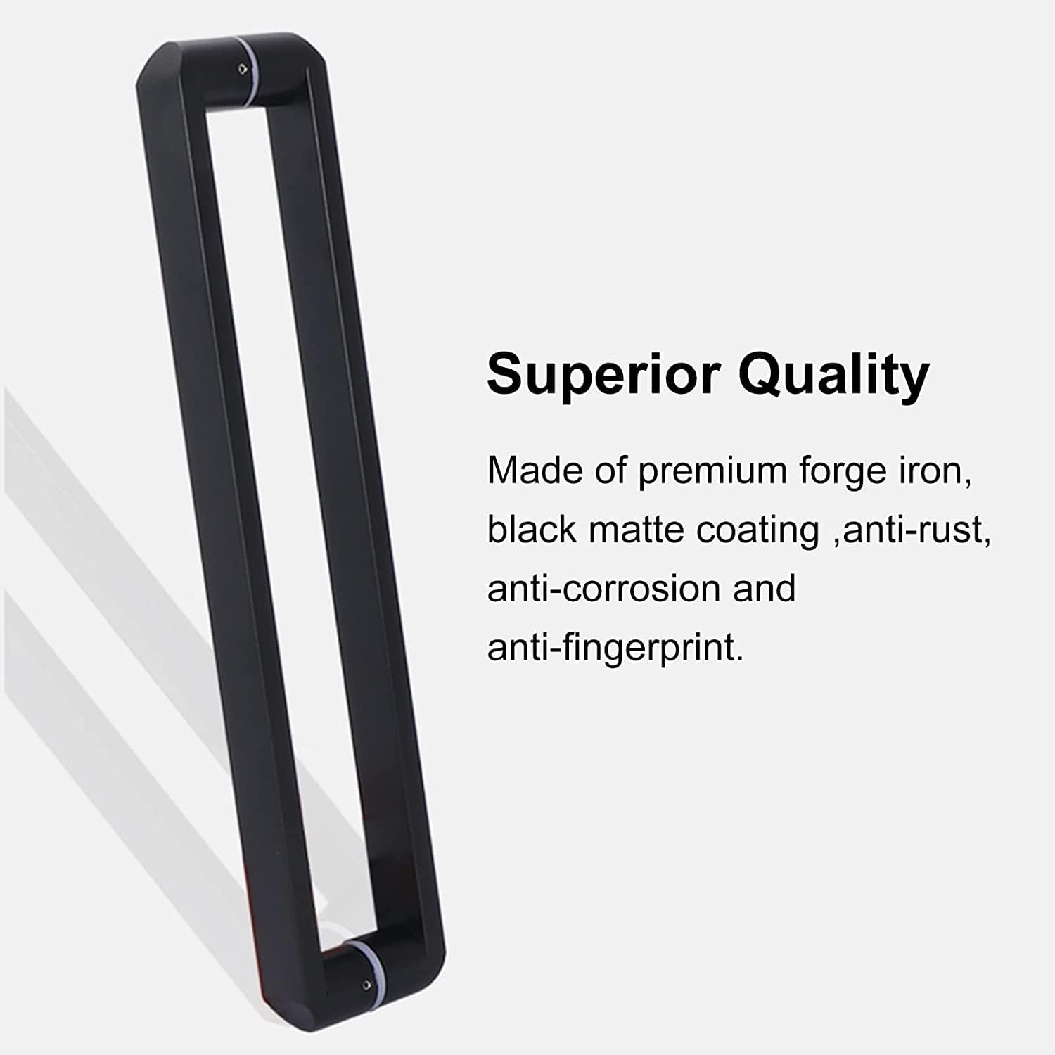 Gate Pull Handles Modern Square Barn Door Handle Hardware for Garage Bar Shed Warehouse Door Mirror or Matte Finshed (Black Length 31.5cm(12.4inch))